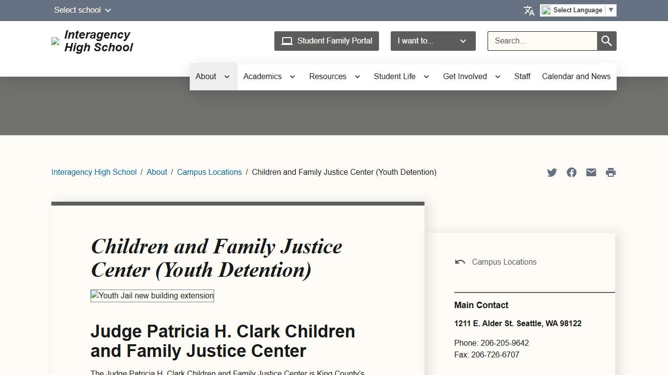 Children and Family Justice Center (Youth Detention) - Interagency High School