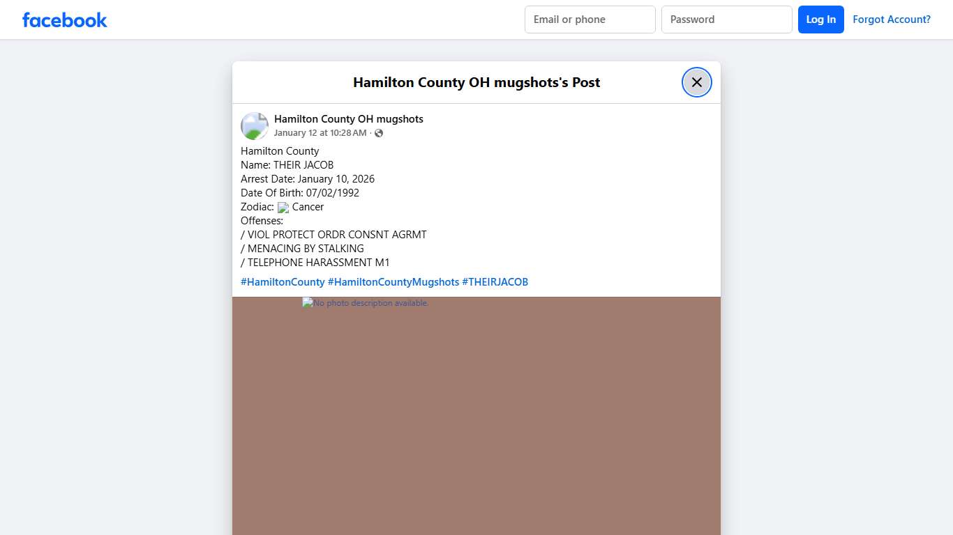 Hamilton County Name:... - Hamilton County OH mugshots Facebook